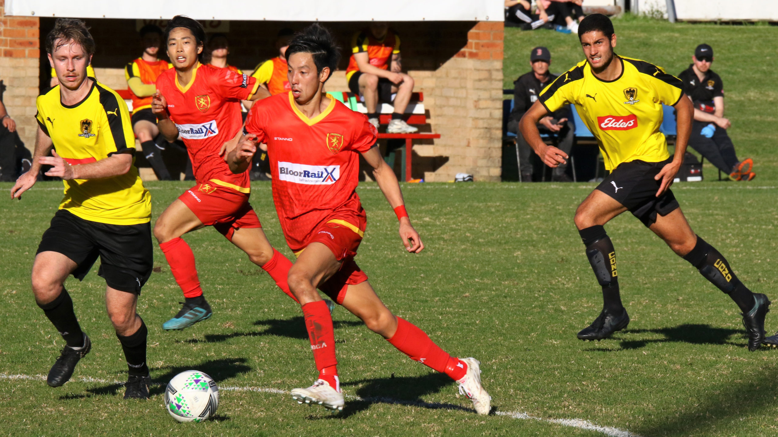 Wollongong United's Hikaru Kawasikya on the ball against Coniston in the 2020 Fraternity Cup final/ Photo Pedro Garcia